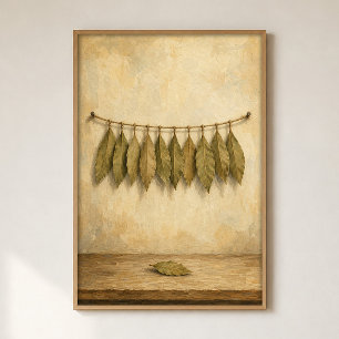 Bay Leaves on a String Watercolour Poster