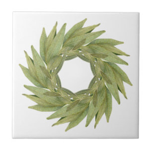 BAY LEAVES WREATH 4.25" Ceramic Tile