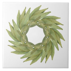 BAY LEAVES WREATH 6" Ceramic Tile