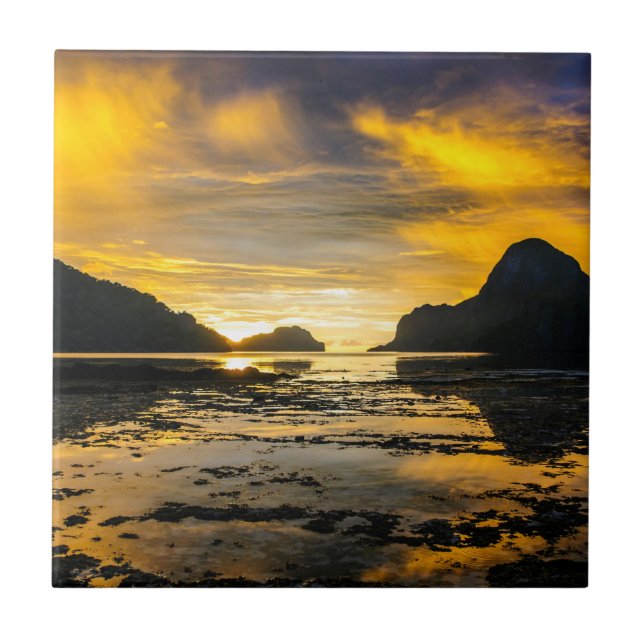 Bay Of El Nido Sunset Ceramic Tile (Front)