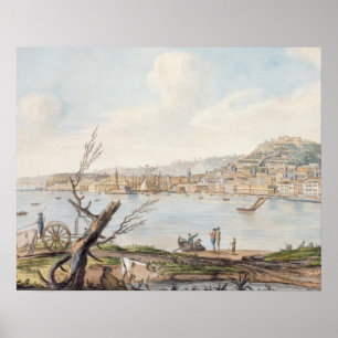 Bay of Naples from sea shore near the Maddalena Br Poster