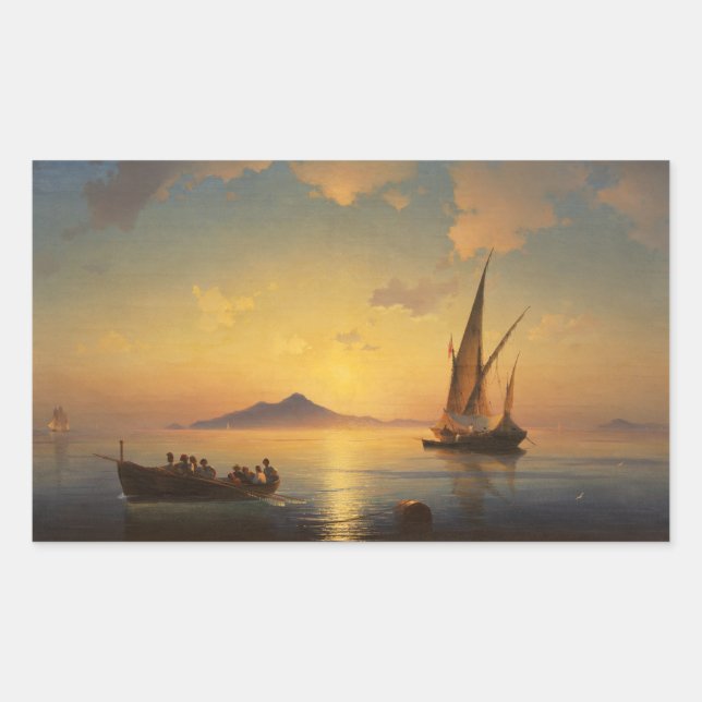 Bay of Naples Ivan Aivazovsky seascape waterscape Rectangular Sticker (Front)