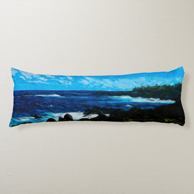 Bay On the Road to Hana Maui Abstract Body Cushion (Front)