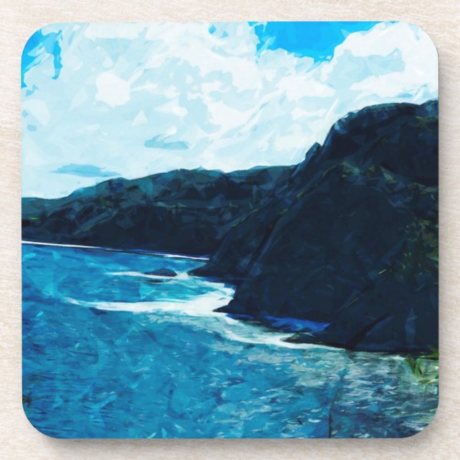 Bay On The Road To Hana Maui Abstract Coaster (Front)