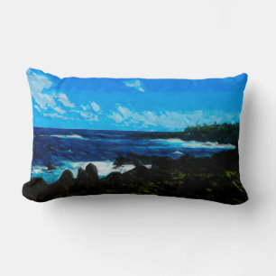 Bay On the Road to Hana Maui Abstract Lumbar Cushion