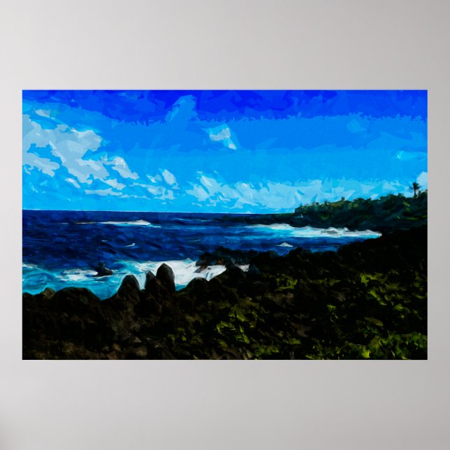 Bay On the Road to Hana Maui Abstract Poster (Front)