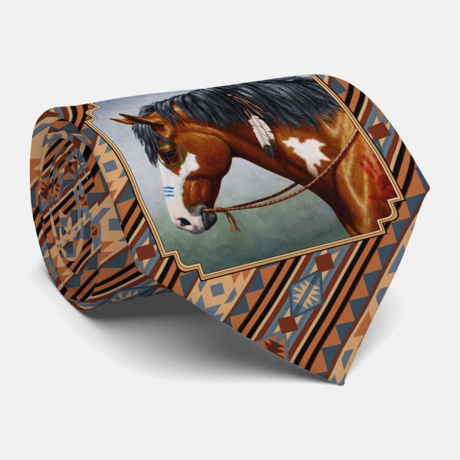 Bay Pinto War Horse Southwestern Design Tie (Rolled)