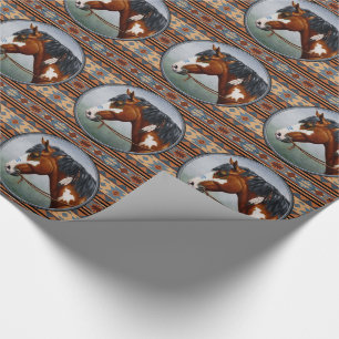 Bay Pinto War Horse Southwestern Design Wrapping Paper