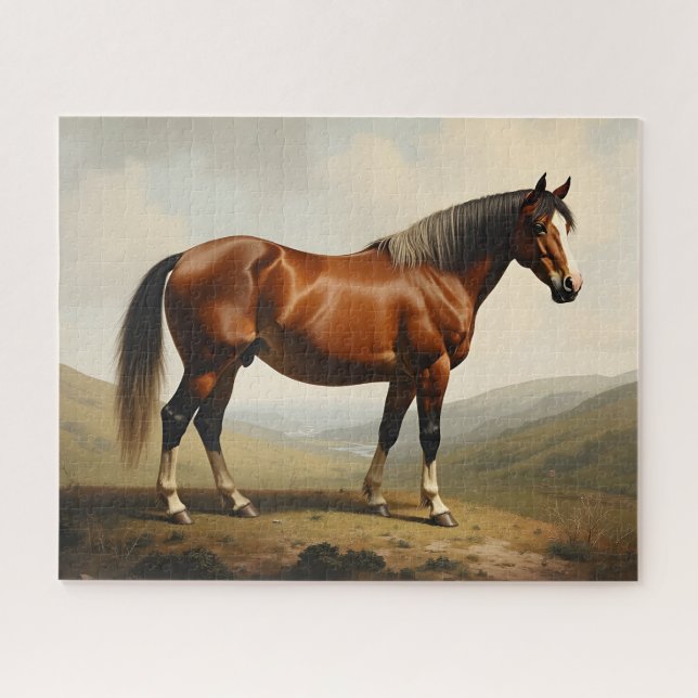 Bay Pony on a Moor Jigsaw Puzzle (Horizontal)