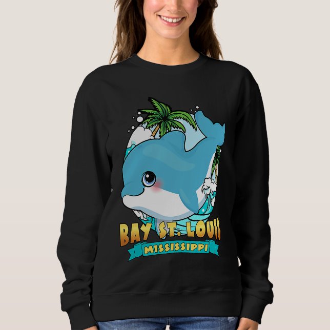 BAY ST LOUIS MISSISSIPPI Cute Baby Dolphin Beach S Sweatshirt (Front)
