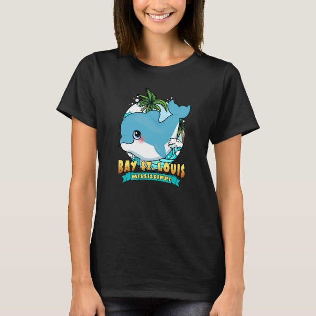 BAY ST LOUIS MISSISSIPPI Cute Baby Dolphin Beach S T-Shirt (Front)