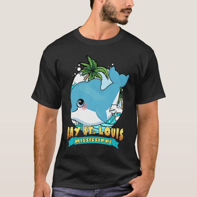 BAY ST LOUIS MISSISSIPPI Cute Baby Dolphin Beach S T-Shirt (Front)