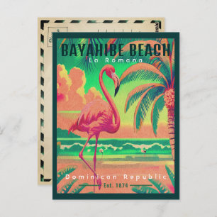Bayahibe Beach DR Retro Flamingos Souvenir 1950s Postcard