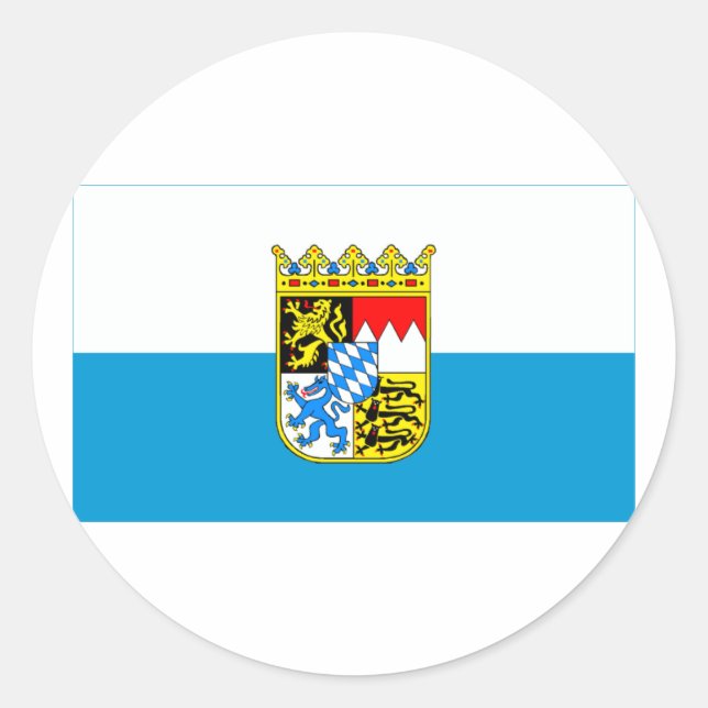 Bayern / Bavaria Flag with Arms Classic Round Sticker (Front)