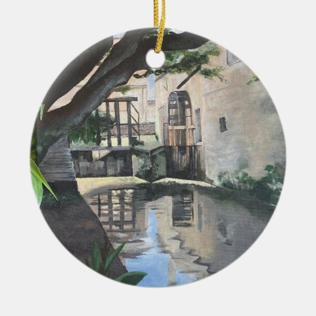 Bayeux France Water Wheel Ornament (Front)