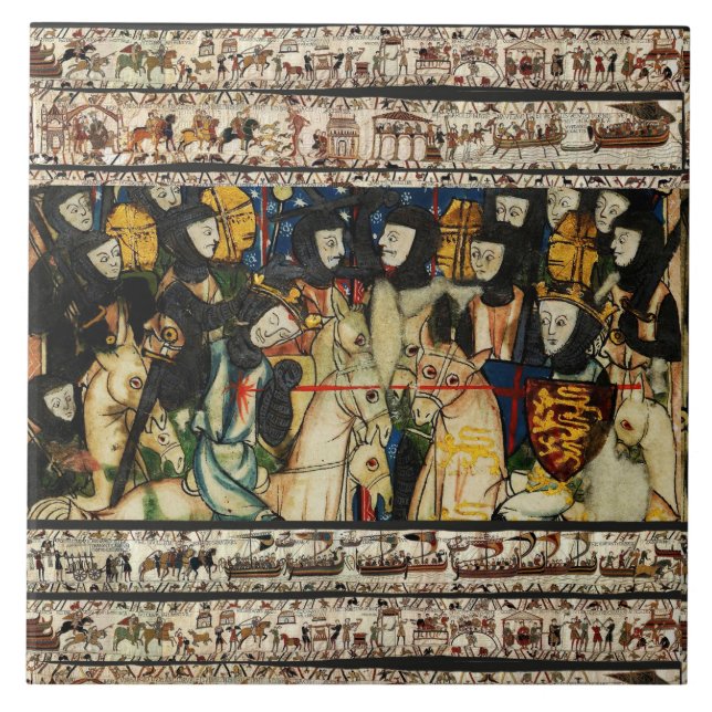 BAYEUX TAPESTRY 1066 Death of King Harold  Ceramic Tile (Front)