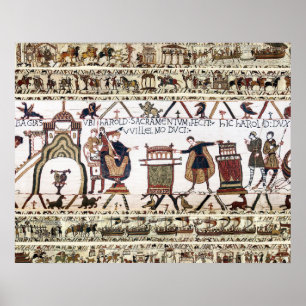 BAYEUX TAPESTRY 1066 NORMAN KNIGHTS AND ARCHERS POSTER
