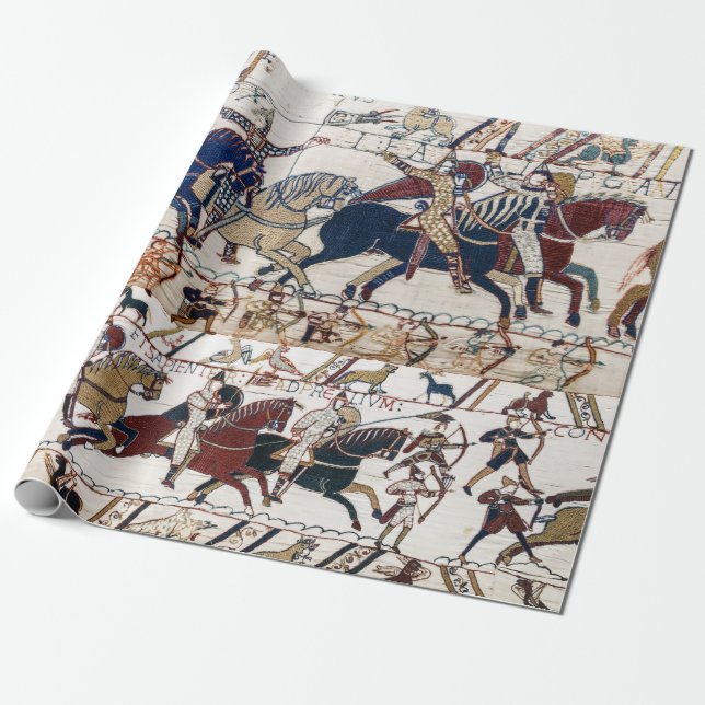BAYEUX TAPESTRY 1066 NORMAN KNIGHTS AND ARCHERS  WRAPPING PAPER (Unrolled)