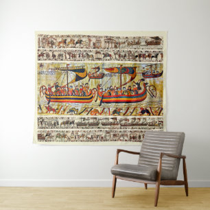BAYEUX TAPESTRY 1066 VIKING SHIPS