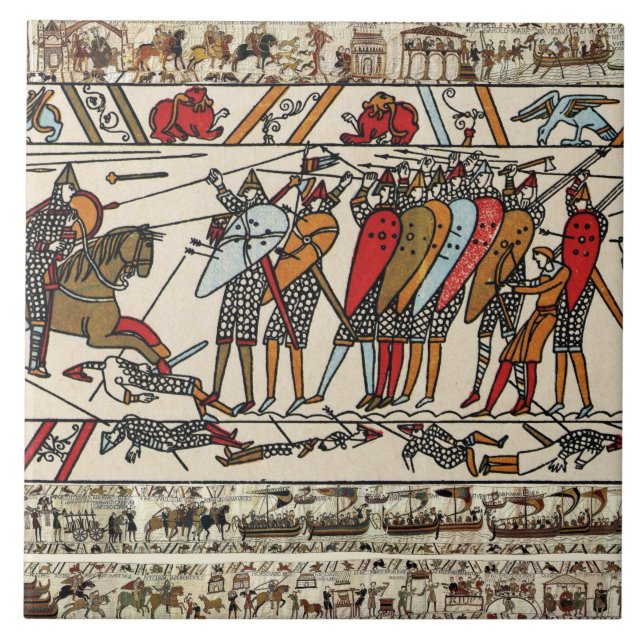 BAYEUX TAPESTRY,BATTLE OF HASTINGS,NORMAN KNIGHTS CERAMIC TILE (Front)