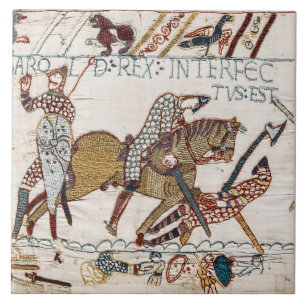 BAYEUX TAPESTRY Death of King Harold at Battle Ceramic Tile