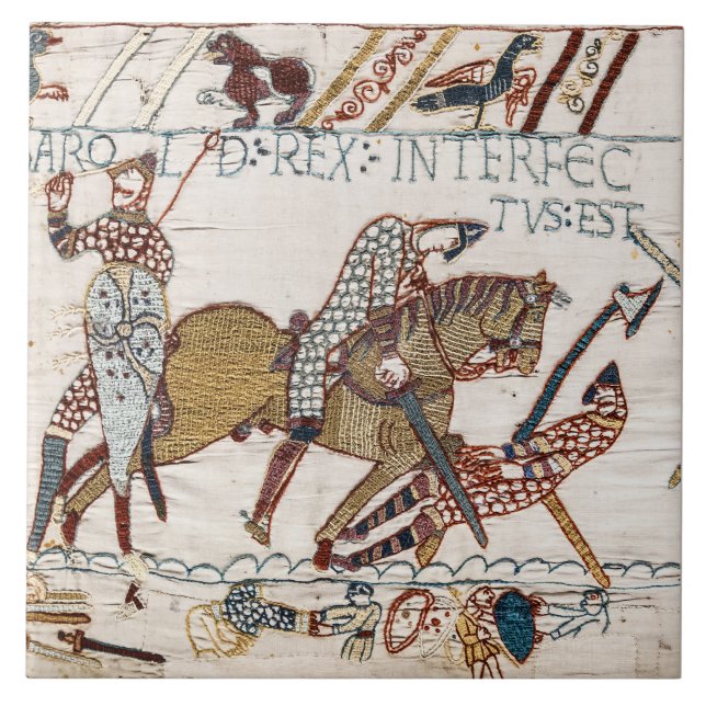 BAYEUX TAPESTRY Death of King Harold at Battle  Ceramic Tile (Front)