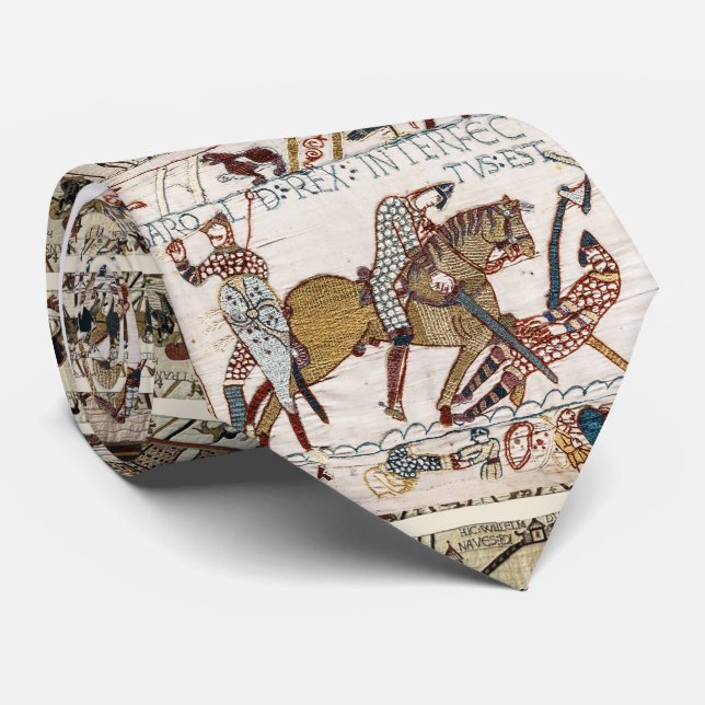 BAYEUX TAPESTRY Death of King Harold at Battle  Tie (Rolled)