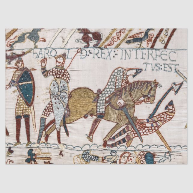 BAYEUX TAPESTRY Death of King Harold at Battle  Tissue Paper (Front)