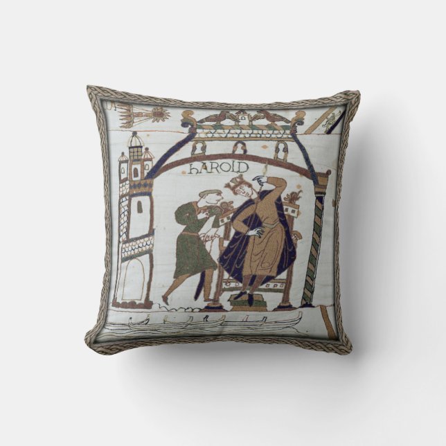 Bayeux Tapestry Harold Godwinson Throw Pillow (Front)