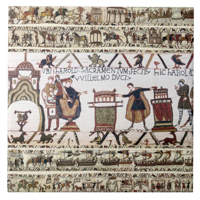 BAYEUX TAPESTRY Harold Made an Oath on Holy Relics Ceramic Tile (Front)