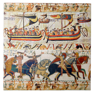 BAYEUX TAPESTRY NORMAN KNIGHTS,VIKING SHIPS,ARCHER CERAMIC TILE