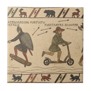 Bayeux Tapestry Parody Ceramic Tile