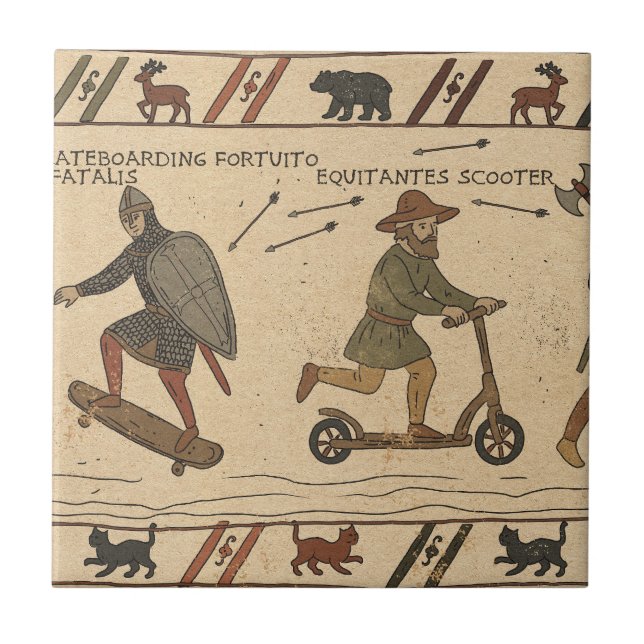 Bayeux Tapestry Parody Ceramic Tile (Front)
