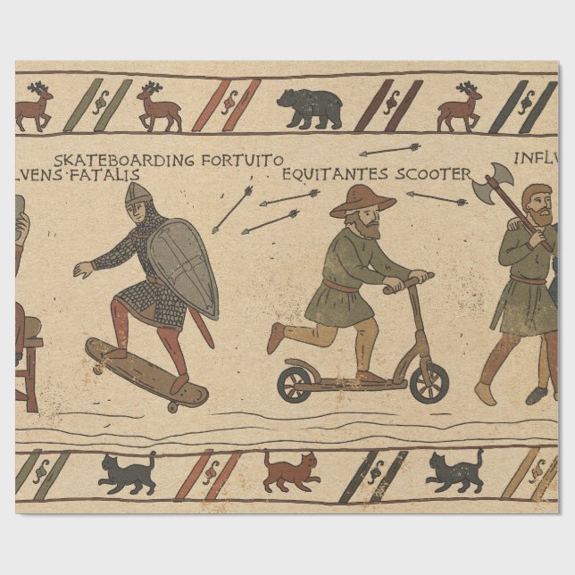 Bayeux Tapestry Parody Wrapping Paper (Flat)