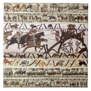 BAYEUX TAPESTRY SIEGE OF DINAN ,ATTACK TO CASTLE CERAMIC TILE