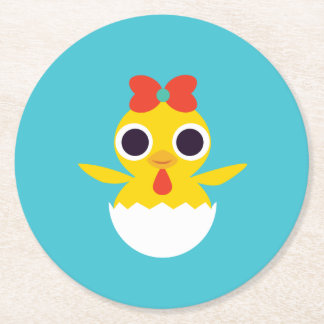 Bayla the Chick Round Paper Coaster