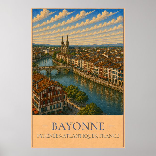 Bayonne, France – Vintage Travel Poster (Front)