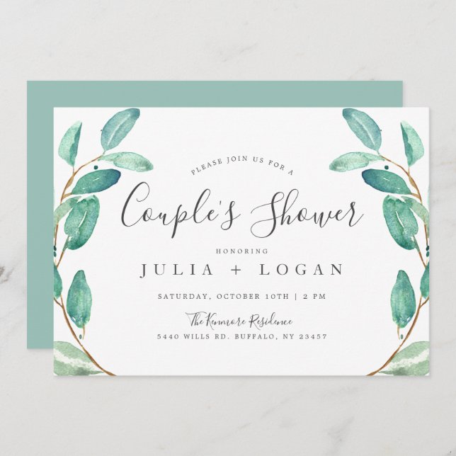 Bayou Botanicals Greenery | Couple's Shower Invitation (Front/Back)