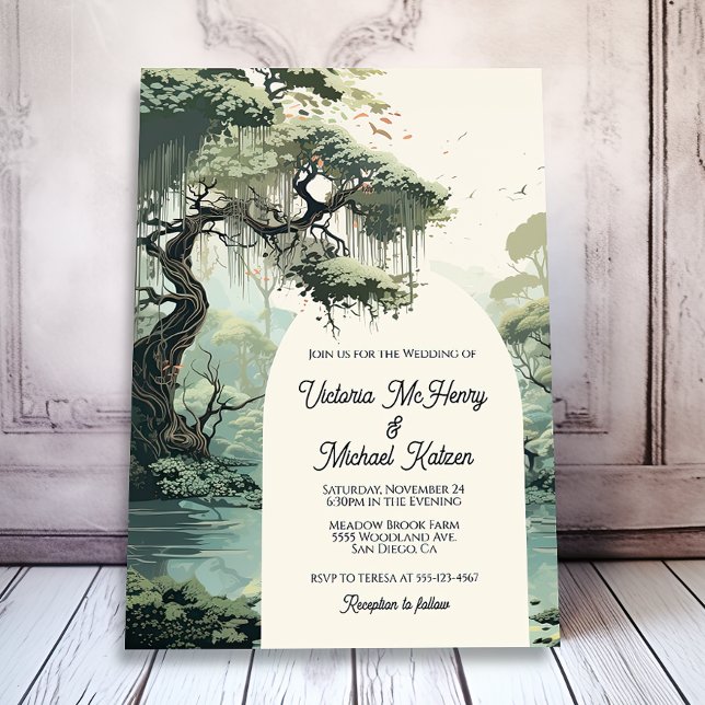Bayou Cypress water colour Wedding Invitation (Creator Uploaded)