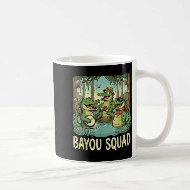 Bayou Squad Louisiana Alligator Retro Wildlife Tra Coffee Mug (Right)