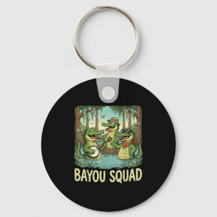 Bayou Squad Louisiana Alligator Retro Wildlife Tra Key Ring