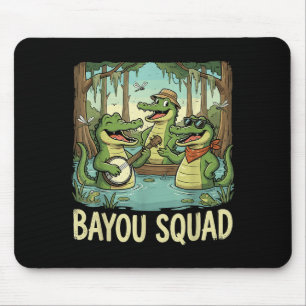 Bayou Squad Louisiana Alligator Retro Wildlife Tra Mouse Pad