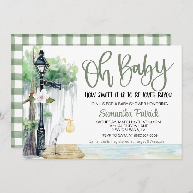 Bayou Swamp Baby Shower Invitation (Front/Back)