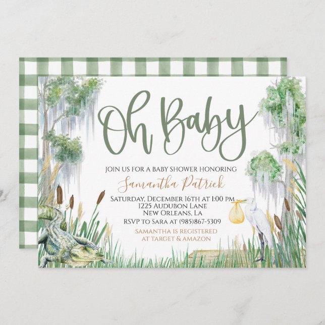 Bayou Swamp Baby Shower Invitation (Front/Back)