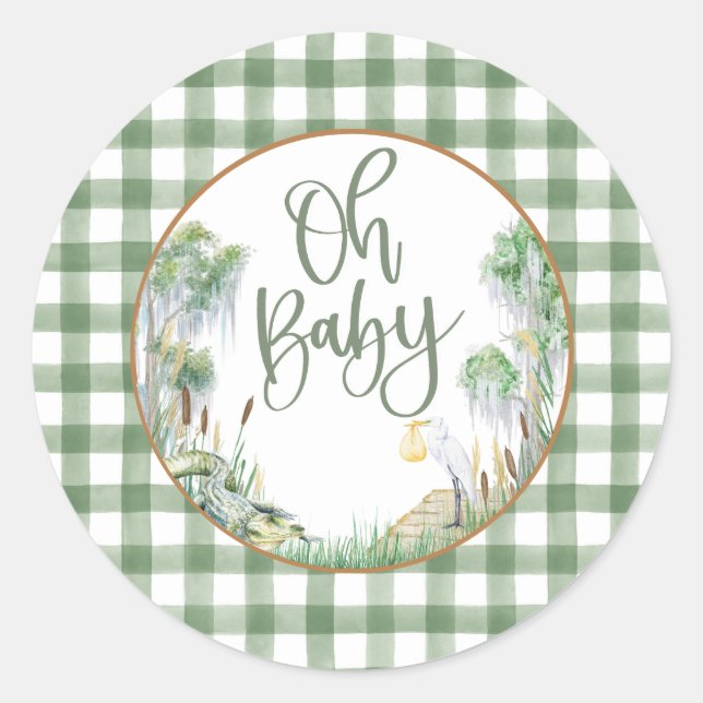 Bayou Swamp Baby Shower Sticker (Front)