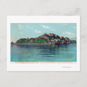 Bayview of Alcatraz Island and Prison Postcard
