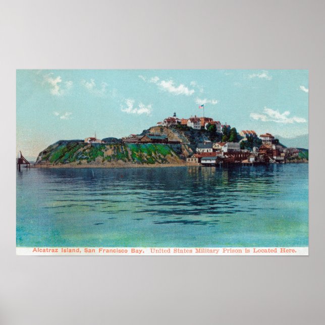 Bayview of Alcatraz Island and Prison Poster (Front)