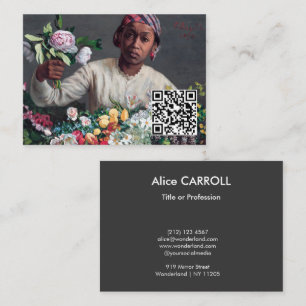 Bazille - Young Woman with Peonies - QR Code Business Card