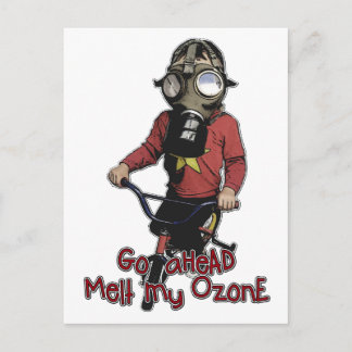 Bazooka Kid - Gas Mask and Bike Postcard