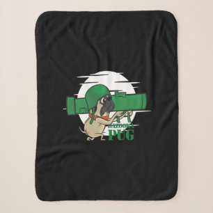 Bazooka Pug Funny Pug Dog Sherpa Blanket